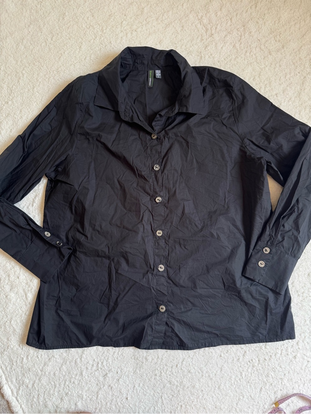 Shannon Passero Black Button Front Poplin Shirt Womens Large Career Casual